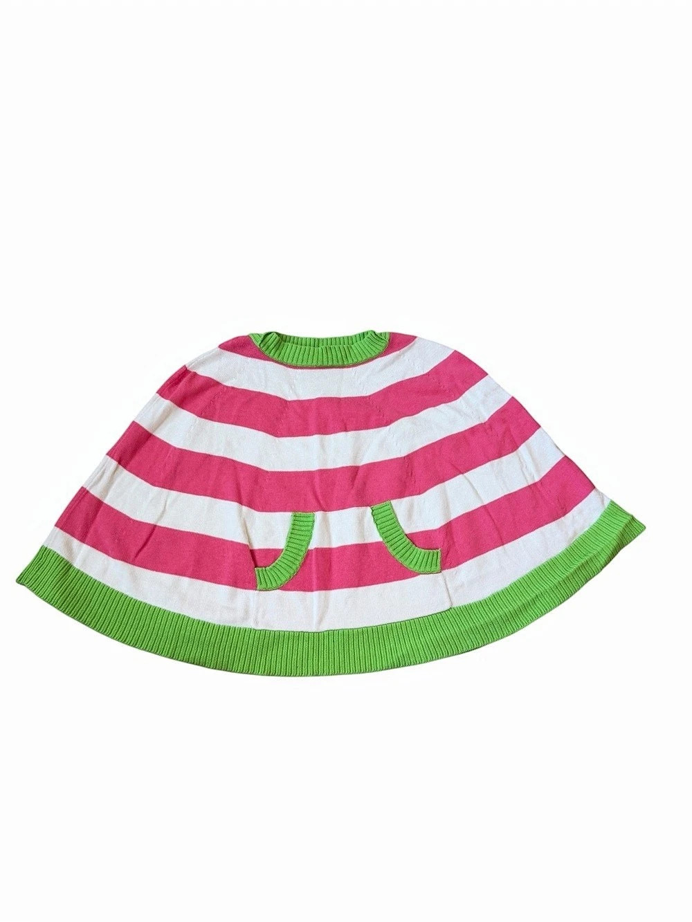 Lilly Pulitzer Girls Striped Cotton Poncho Size Small Pink Green